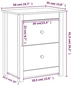 Mesa de cabeceira 50x35x61,5 cm pinho maciço castanho mel