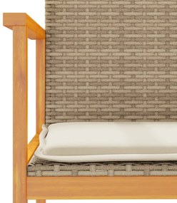 Cadeiras de jardim c/ almofadões 2 pcs vime PE/madeira bege