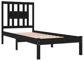 Estrutura cama pequena solteiro 75x190 cm madeira maciça preto