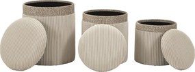 PUFE COM ARMAZENAMENTO 3 PEÇAS Ø 40,5x49,5-35x42-31x38 CM CREME