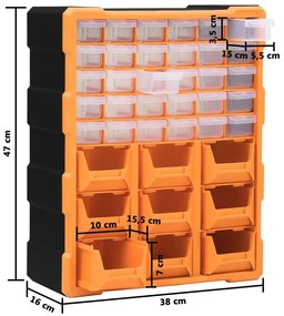 Caixa organizadora com 39 gavetas 38x16x47 cm