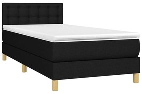 Cama box spring c/ colchão e LED 80x200 cm tecido preto