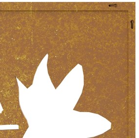 Decoração p/ muro jardim 555x55 cm aço corten design folha ácer