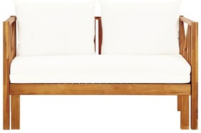 Banco de jardim 2 lugares c/ almofadões 122 cm acácia maciça