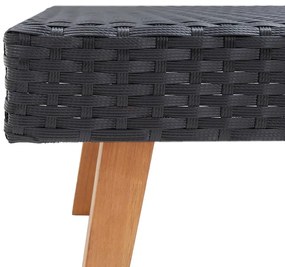 2 pcs conjunto lounge de jardim c/ almofadões vime PE preto