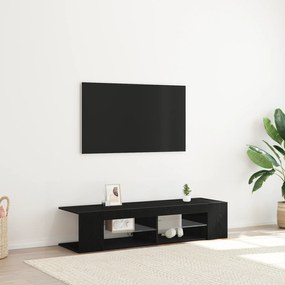 Estante de TV vidaXL com Luzes LED em Carvalho Preto 135x39x30cm em Madeira Compósito