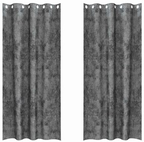 Cortinas de Veludo 2 peças com Ilhós Cinza 260x140 cm