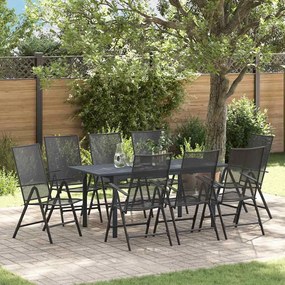 vidaXL Conjunto de Jantar para Jardim Manual 9 pcs Preto Grande