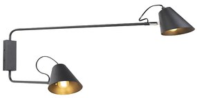 LED Candeeiro de parede inteligente preto 2 luzes ajustável com Wi-Fi A60 - Lune Retro