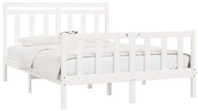 Estrutura de cama king 150x200 cm pinho maciço branco