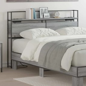 vidaXL Cabeceira de armazenamento com cabeceira Sonoma cinzento 140 cm