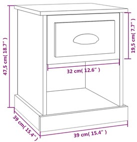 Mesa de cabeceira 39x39x47,5 cm derivados madeira cinza cimento