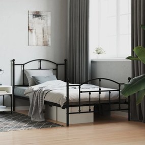 vidaXL Estrutura de cama com cabeceira e pés 100x200 cm metal preto