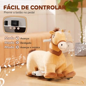 Cavalo Elétrico para Crianças de 18 a 36 Meses Cavalo de Brincar Elétrico com Bateria 6V e Música 69x34x53 cm Castanho