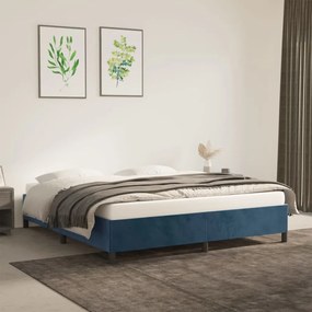 Estrutura de cama sem colchão 160x200 cm veludo azul-escuro