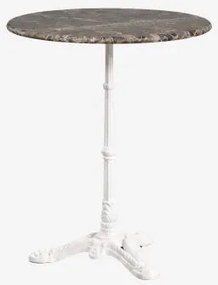 Mesa De Bar Redonda Ø60cm Em Pedra Natural Azteca Mármore Castanho Emperador - Branco Glacial - Sklum