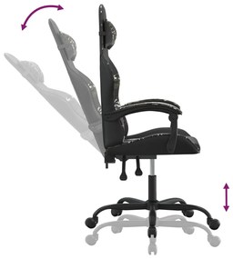 Cadeira gaming giratória couro artificial preto e camuflado