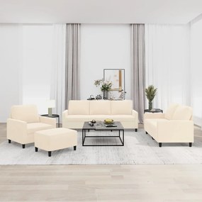 vidaXL 4 pcs conjunto de sofás com almofadões veludo cor creme