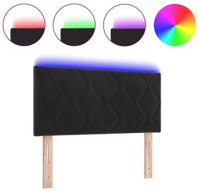 Cabeceira LED Blocos de Diamante Preta 90 cm em Veludo