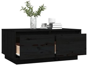 Mesa de centro 80x50x35 cm madeira de pinho maciça preto