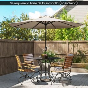 Guarda-sol jardim de 270 cm com 8 varas robustas, toldo ventilado resistente com inclinação por botão Castanho