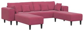 vidaXL Sofá com almofada 3 pcs Vinho Vermelho Veludo