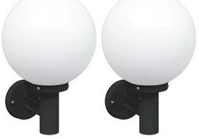 Luzes de Parede Externas 2 pcs Aço Inoxidável Preto IP44