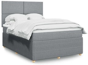 vidaXL Cama com molas/colchão 140x200 cm tecido cinzento-claro