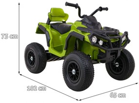Moto 4 elétrica para crianças 12V ATV AIR, Rodas de AR, assento couro ecológico Verde