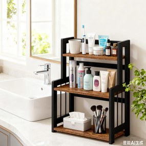 Prateleira para especiarias em bambu de cozinha com 3 níveis 18 x 41 x 53 cm castanho-preto