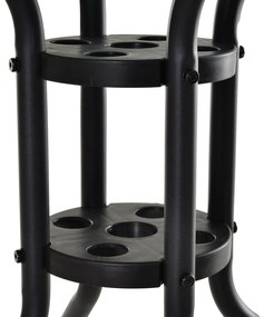 Outsunny Mesa de Jardim Redonda Mesa Sala de Jantar de Cristal Temperado com Orifício para Chapéu de Sol Estrutura Metálica para Pátio Terraço Exterior Ø80x72cm Preto