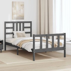 Estrutura de cama com cabeceira 100x200cm madeira maciça preto