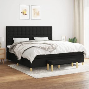 vidaXL Cama com molas/colchão 200x200 cm tecido preto