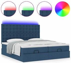Estrutura de cama otomana com colchões 180x200cm tecido azul