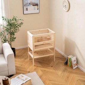 Gaiola  para hamsters, de 80 cm com teto de malha rebatível, escada múltipla, rampa, prateleira inferior, painel acrílico e porta castanha