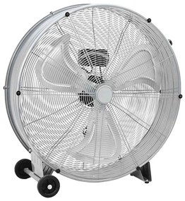Ventilador de Tambor vidaXL com Rodas 3 Velocidades Prateado de 77 cm