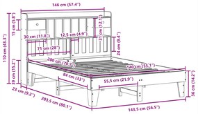 Cama sem colchão 140x200 cm madeira de pinho maciça