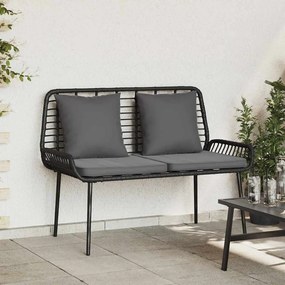 vidaXL Banco de jardim Preto, Antracite Rattan de poliéster, aço