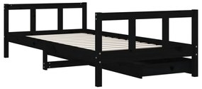 Estrutura cama infantil c/ gavetas 90x190 cm pinho maciço preto