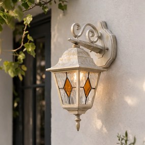 Lanterna de parede exterior vintage bege com dourado antigo IP44 - Antigua Down