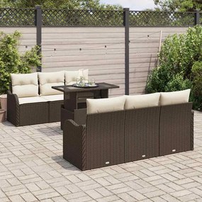Conjunto de Sofá de Jardim de 7 Peças vidaXL com Almofadas Rattan Cast