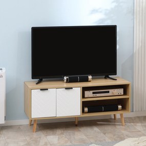 Móvel para televisão até 46 polegadas,110 x 39 x 48,8 cm branco e castanho natural