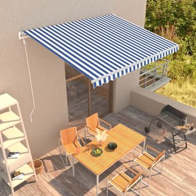 Toldo retrátil automático 400x300 cm azul e branco