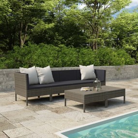vidaXL 6 pcs conjunto lounge de jardim c/ almofadões vime PE cinzento