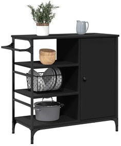 Carrinho de cozinha 87,5x38,5x84,5cm derivados de madeira preto
