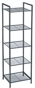 Prateleira de banheiro SONGMICS, prateleira de metal para cozinha, prateleira de banheiro de 5 níveis, prateleira de pé, prateleira para plantas, prateleiras expansíveis e ajustáveis, design industrial para banheiro e cozinha, preta BSC35BK