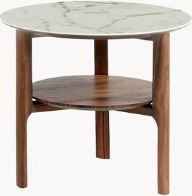 Mesa de apoio redonda com tampo de aspeto mármore Victor