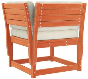 4pcs conj. lounge jardim + almofadões pinho maciço castanho-mel