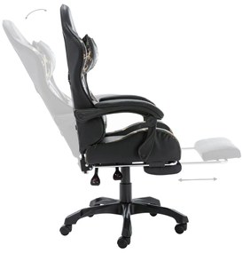 Cadeira estilo corrida c/ apoio pés couro art. preto/camuflado