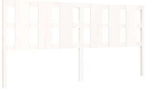 Estrutura de cama com cabeceira 200x200cm madeira maciça branco